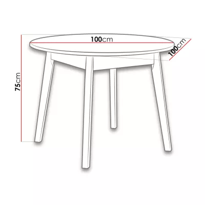 Okrúhly jedálenský stôl 100 cm AMES 3 - biely / dub sonoma