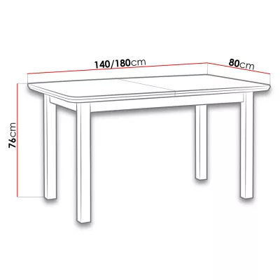 Rozkladací stôl do jedálne 140x80 cm BANGS 3 - jelša