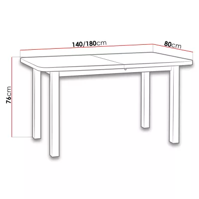 Rozkladací jedálenský stôl 140x80 cm BANGS 2 - dub sonoma