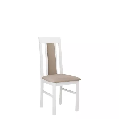 Drevená jedálenská stolička s látkovým poťahom DANBURY 2 - biela / béžová
