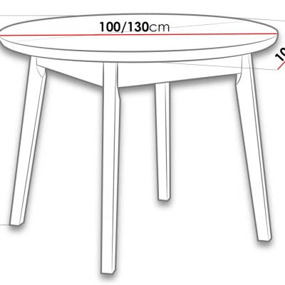 Okrúhly rozkladací stôl do jedálne 100 cm ANGLETON 4 - biely / dub sonoma