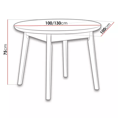 Okrúhly rozkladací stôl do jedálne 100 cm ANGLETON 4 - biely / dub sonoma
