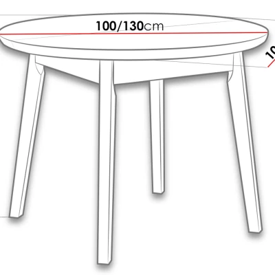 Okrúhly rozkladací stôl do jedálne 100 cm ANGLETON 4 - biely / čierny