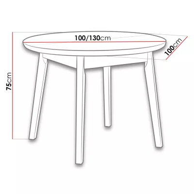 Okrúhly rozkladací stôl do jedálne 100 cm ANGLETON 4 - biely / čierny