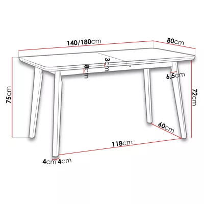 Rozkladací stôl do jedálne 140x80 cm ANGLETON 7 - biely / dub sonoma