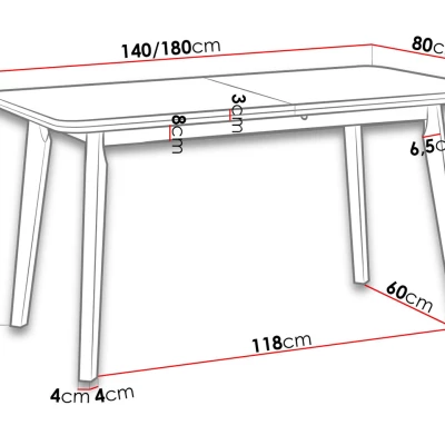 Rozkladací stôl do jedálne 140x80 cm ANGLETON 7 - biely / čierny
