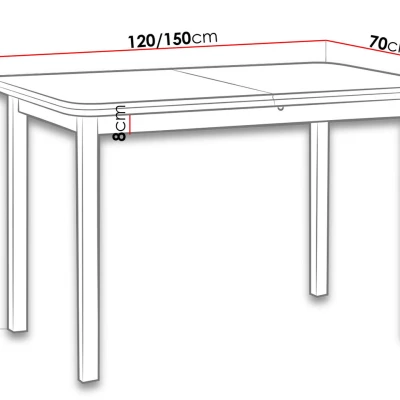Rozkladací kuchynský stôl 120x70 cm ARGYLE 4 - jelša