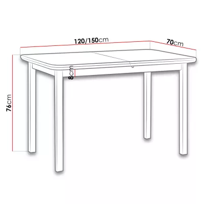 Rozkladací kuchynský stôl 120x70 cm ARGYLE 4 - jelša