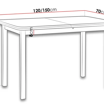 Rozkladací kuchynský stôl 120x70 cm ARGYLE 4 - biely
