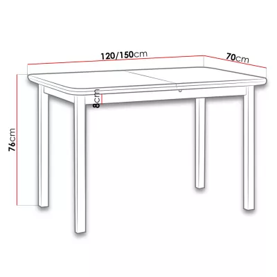 Rozkladací kuchynský stôl 120x70 cm ARGYLE 4 - biely
