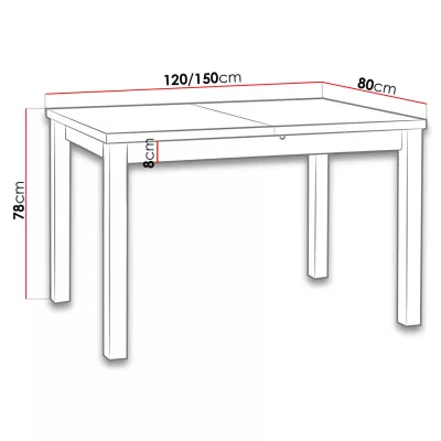 Rozkladací stôl do kuchyne 120x80 cm ARGYLE 5 - jelša