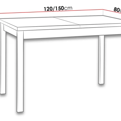 Rozkladací kuchynský stôl 120x80 cm ELISEK 1 - biely / čierny