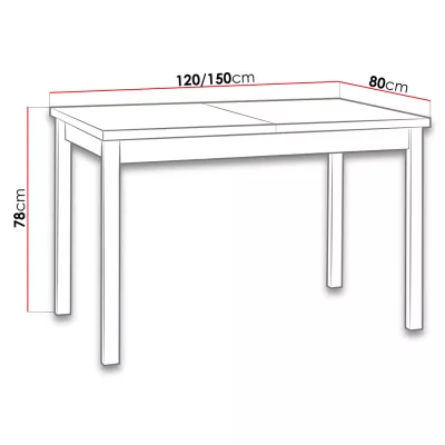 Rozkladací kuchynský stôl 120x80 cm ELISEK 1 - biely / čierny