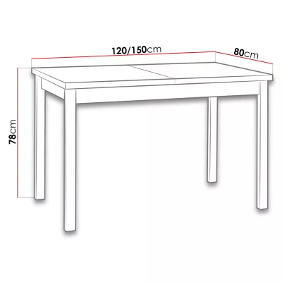 Rozkladací kuchynský stôl 120x80 cm ELISEK 1 - biely / dub sonoma