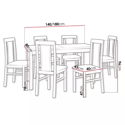 Jedálenská zostava 6+1 HARDIN 4 - orech / béžová