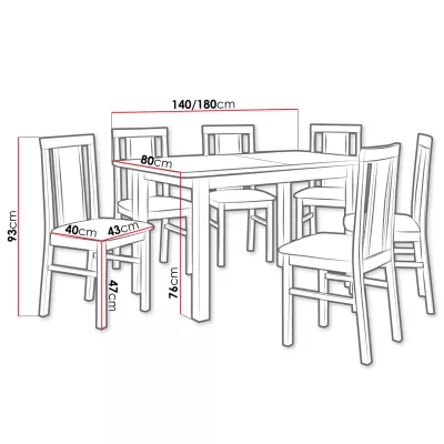Jedálenská zostava 6+1 HARDIN 3 - orech / béžová