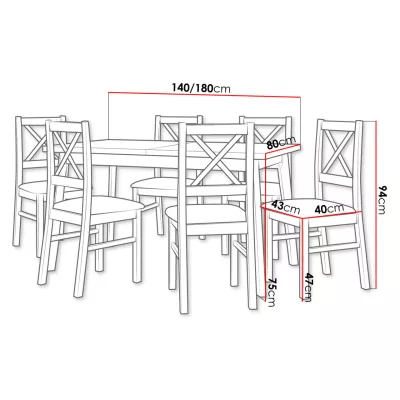 Rozkladací jedálenský stôl so 6 stoličkami SILLE 2 - dub artisan / biely / béžový