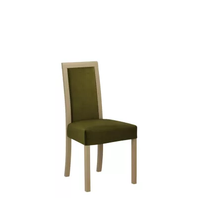Jedálenská stolička s látkovým poťahom ENELI 3 - dub sonoma / tmavá olivová