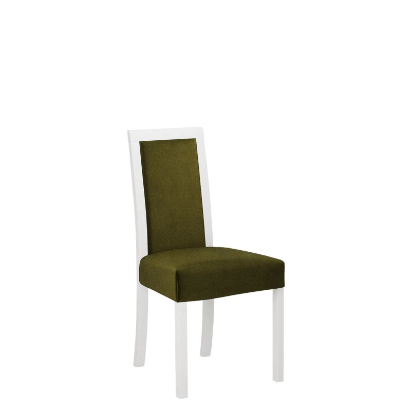 Jedálenská stolička s látkovým poťahom ENELI 3 - biela / tmavá olivová