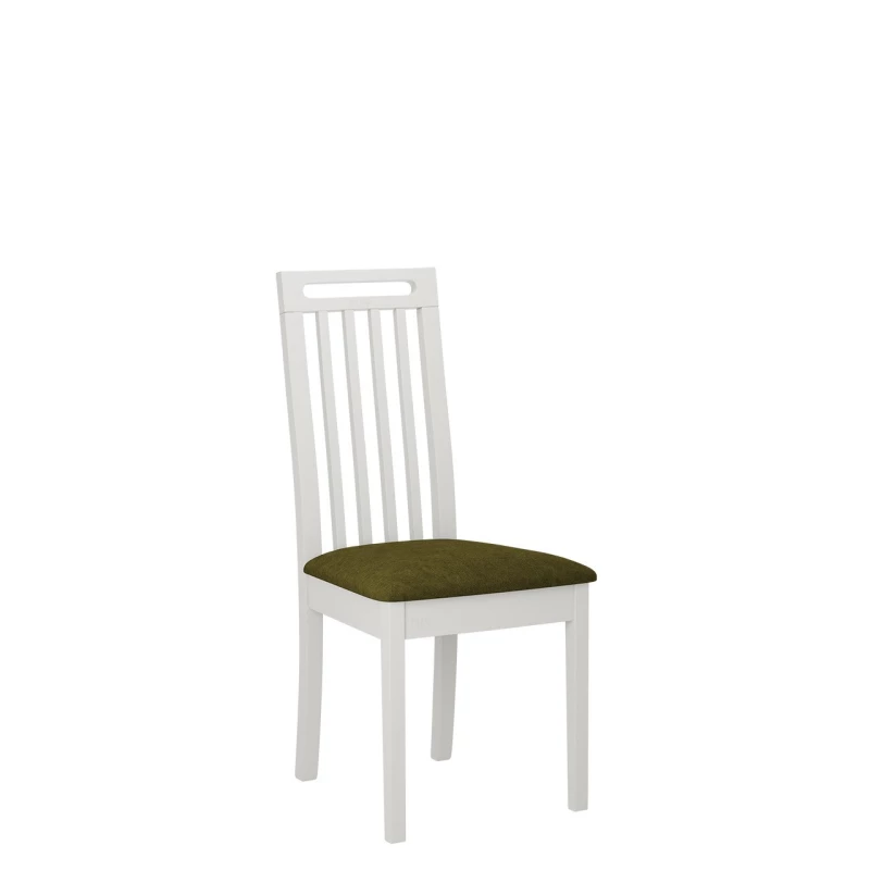Jedálenská stolička s čalúneným sedákom ENELI 10 - biela / tmavá olivová