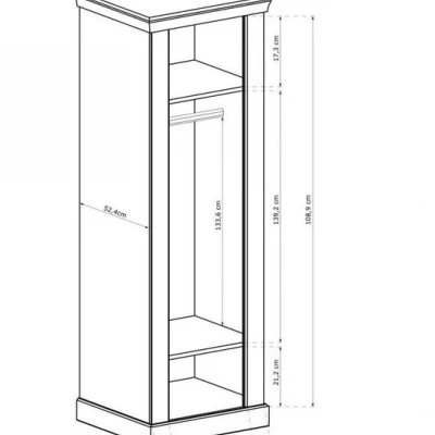 Jednodverová skriňa AILISH - šírka 67 cm, dub kraft zlatý