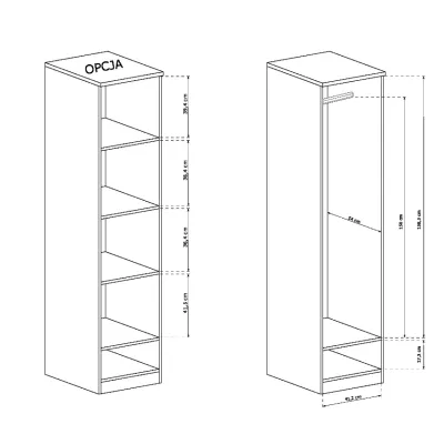 Jednodverová skriňa GIADA - šírka 46 cm, dub