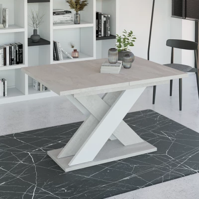 Rozkladací jedálenský stôl NIKOS - betón / biely