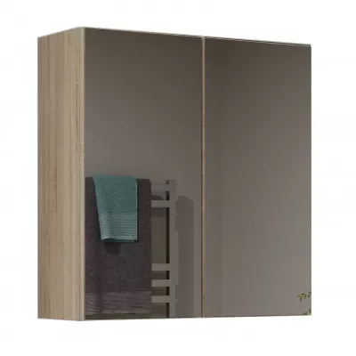 Kúpeľňová horná dvojdverová skrinka so zrkadlom MARGO - dub sonoma
