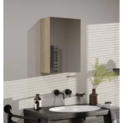 Kúpeľňová horná jednodverová skrinka so zrkadlom MARGO - dub sonoma