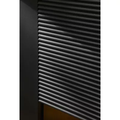 Stena do obývačky AYLEEN s LED osvetlením - hickory prírodný / čierny mat