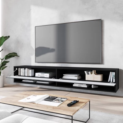 TV stolík CALIBURI 180 - čierny grafitový / vzor vlna
