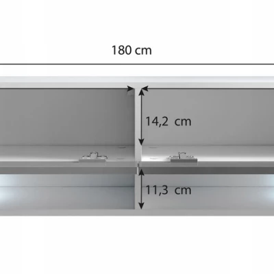 TV stolík CALIBURI 180 - dub wotan / lesklý biely