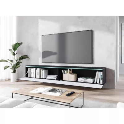 TV stolík CERIEE 180 - čierny grafitový / vzor vlna