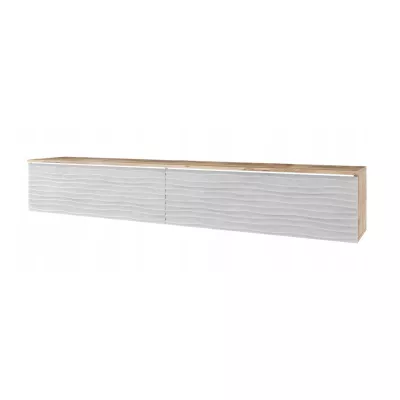 TV stolík CERIEE 180 - gaštan / vzor vlna, betón chicago