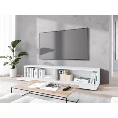 TV stolík CERIEE 180 - biely / vzor rybia kosť