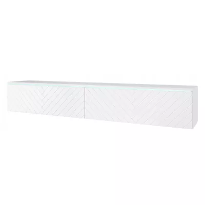 TV stolík CERIEE 180 - biely / vzor rybia kosť