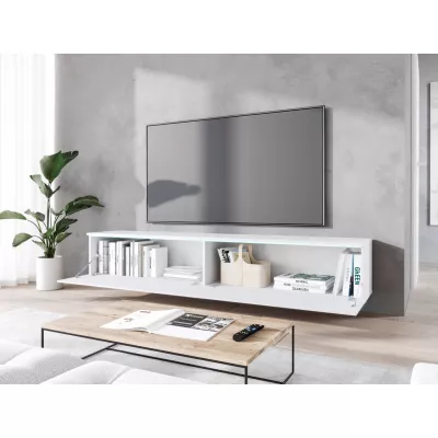 TV stolík CERIEE 180 - biely / vzor rybia kosť