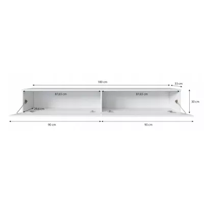 TV stolík CERIEE 180 - biely / vzor rybia kosť