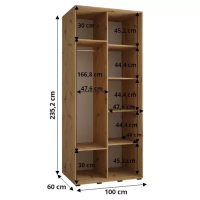 Šatníková skriňa ASIRI 1 - 100/60 cm, biela / čierna