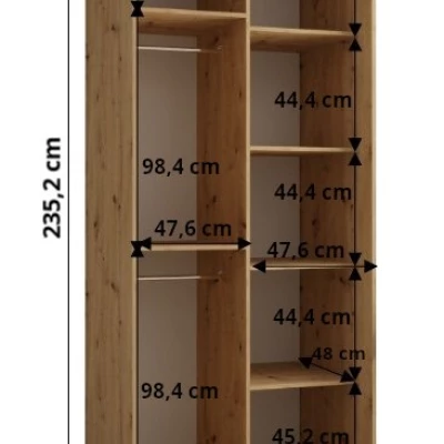 Šatníková skriňa ASIRI 1 - 100/60 cm, čierna / zlatá