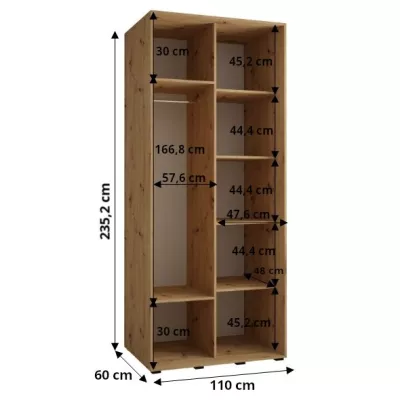 Šatníková skriňa ASIRI 1 - 110/60 cm, biela / čierna / zlatá