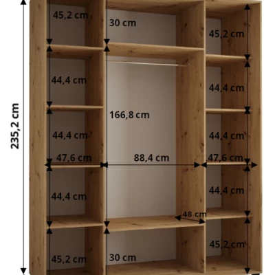 Šatníková skriňa ASIRI 13 - 190/60 cm, dub artisan / čierna