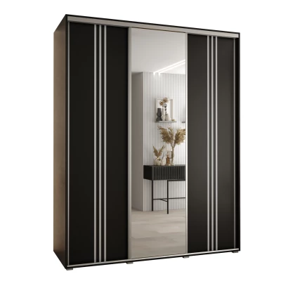 Šatníková skriňa ASIRI 7 - 200/45 cm, čierna / strieborná