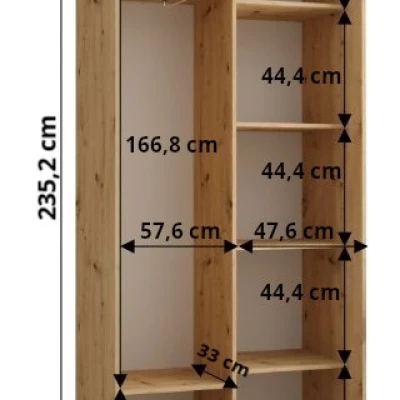 Šatníková skriňa ASIRI 1 - 110/45 cm, biela / čierna