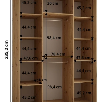 Šatníková skriňa ASIRI 13 - 180/60 cm, dub artisan / čierna