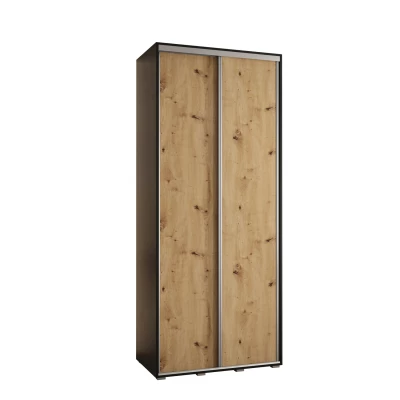 Šatníková skriňa ASIRI 1 - 120/45 cm, čierna / dub artisan / strieborná