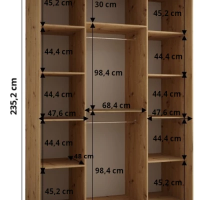 Šatníková skriňa ASIRI 13 - 170/60 cm, dub artisan / biela / čierna