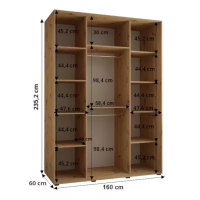 Šatníková skriňa ASIRI 13 - 160/60 cm, dub artisan / čierna