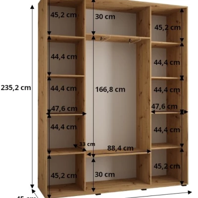 Šatníková skriňa ASIRI 7 - 190/45 cm, dub artisan / strieborná