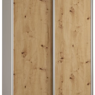 Šatníková skriňa ASIRI 1 - 130/60 cm, biela / dub artisan / strieborná